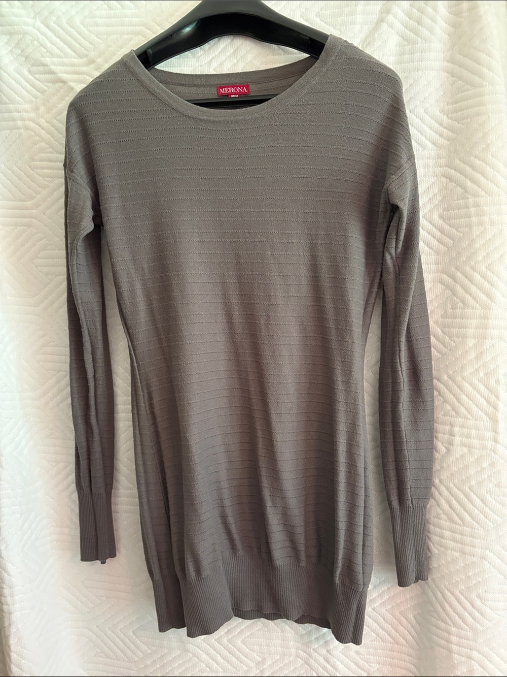 Merona Taupe Ribbed Long-Sleeve Crewneck Tunic